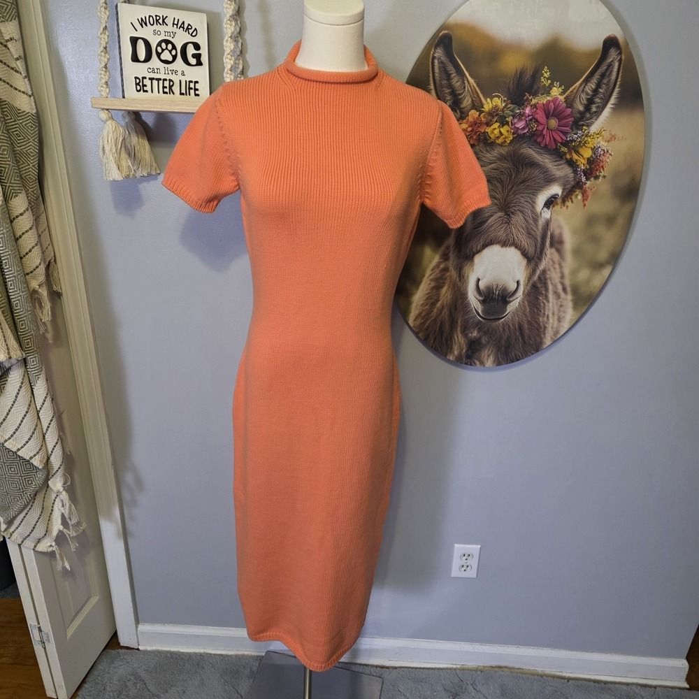 Ralph Lauren Purple Label Rollneck Short Sleeve Sweater Day Dress Womens M $1490